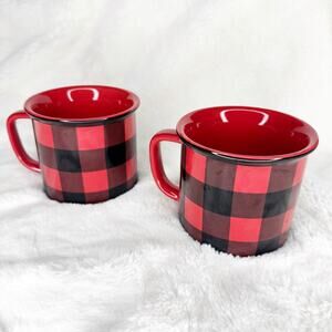 NOW Designs Heritage Collection Red Black Buffalo Check Mug 12 oz set of 2